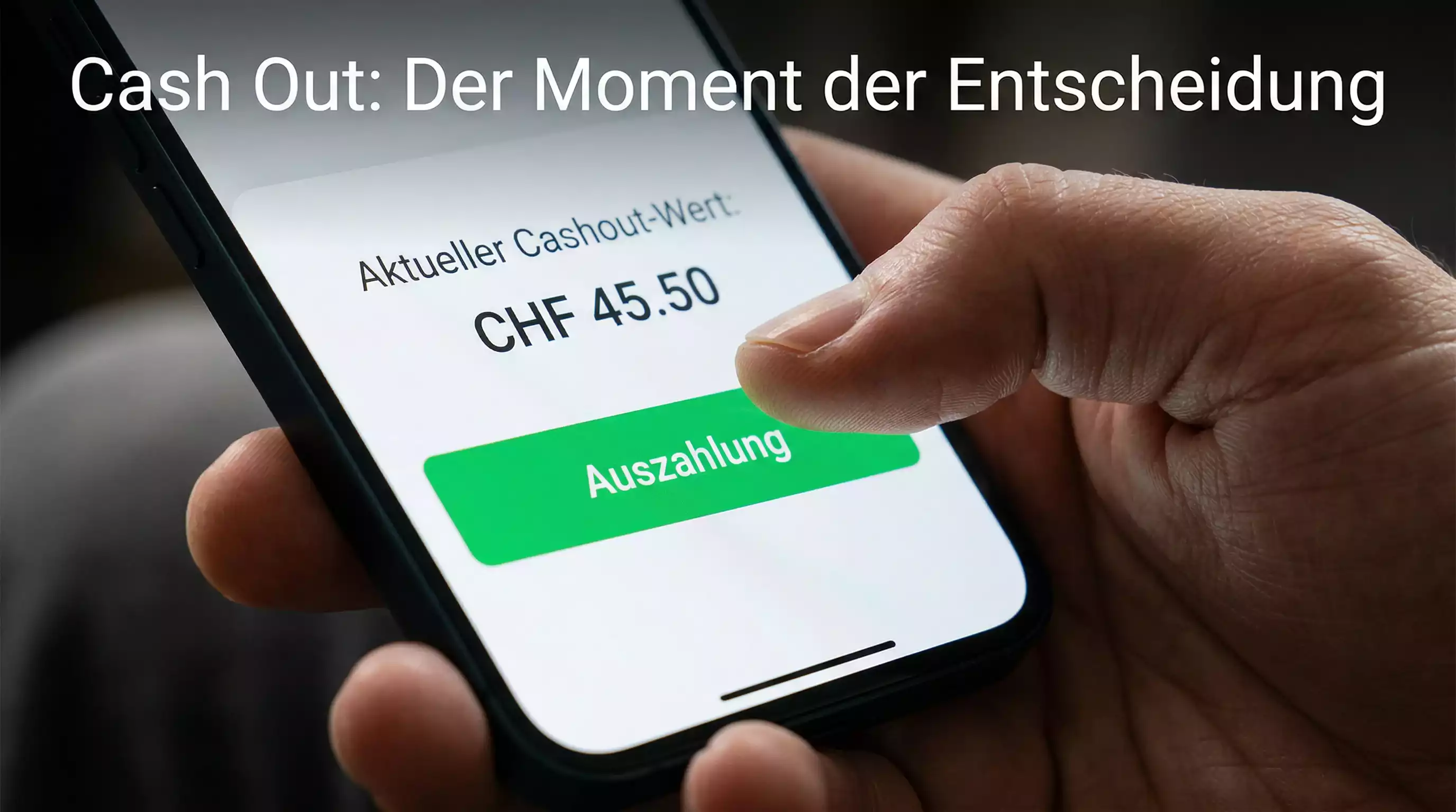 Nahaufnahme eines Smartphones mit Cash-Out-Button und laufender Sportwette