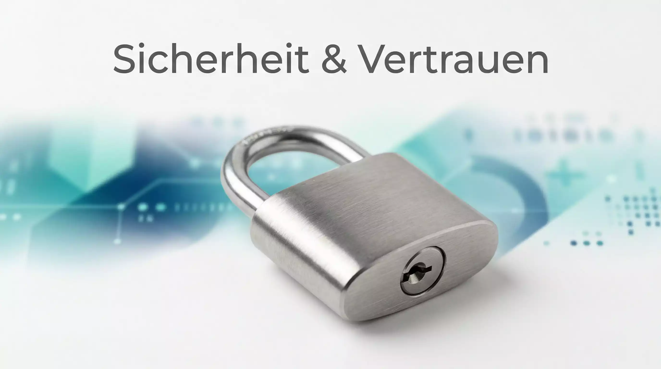 Hochwertiges Vorhängeschloss aus gebürstetem Stahl als Symbol für Sicherheit und Datenschutz